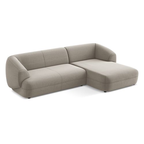 Canapé D'angle 3 Places Modulaire Droit Moana En Velours Taupe