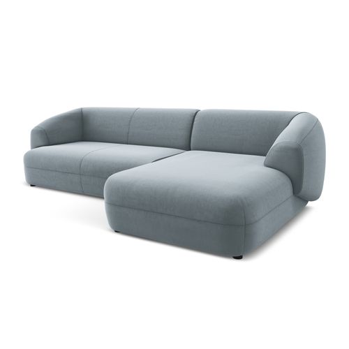 Canapé D'angle 3 Places Modulaire Droit Moana En Velours Bleu Clair