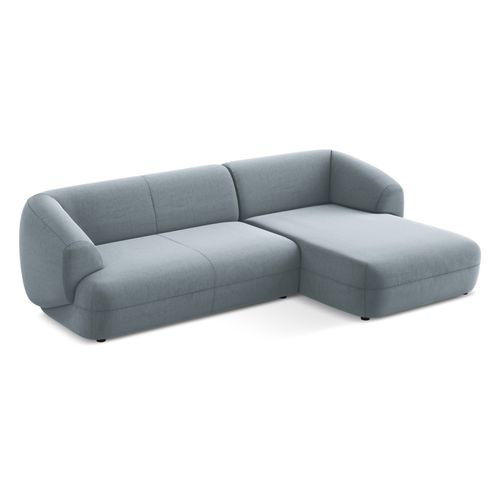 Canapé D'angle 3 Places Modulaire Droit Moana En Velours Bleu Clair