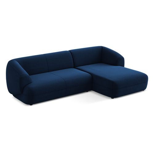 Canapé D'angle 3 Places Modulaire Droit Moana En Velours Bleu Royal