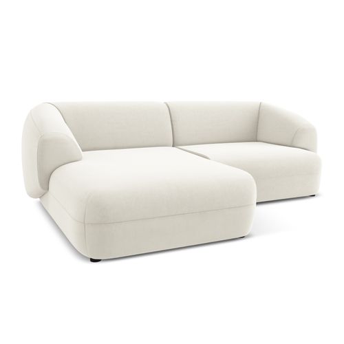 Canapé D'angle 2,5 Places Modulaire Gauche Moana En Velours Beige Clair