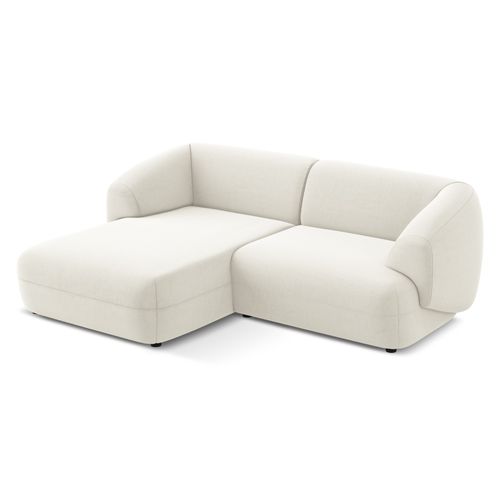 Canapé D'angle 2,5 Places Modulaire Gauche Moana En Velours Beige Clair