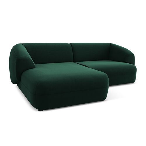 Canapé D'angle 2,5 Places Modulaire Gauche Moana En Velours Bouteille Verte