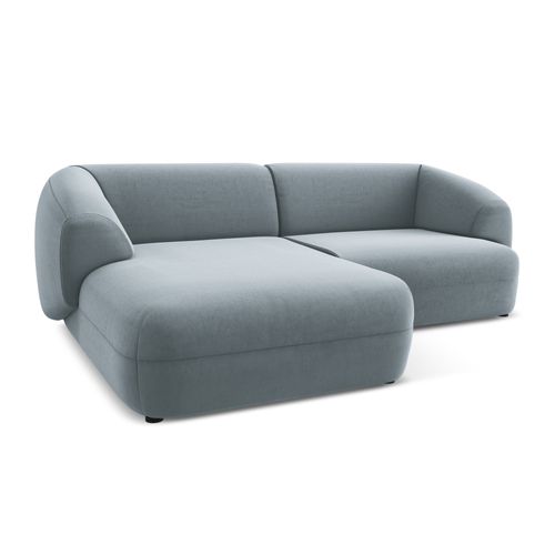 Canapé D'angle 2,5 Places Modulaire Gauche Moana En Velours Bleu Clair