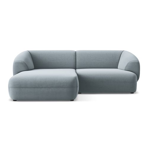 Canapé D'angle 2,5 Places Modulaire Gauche Moana En Velours Bleu Clair
