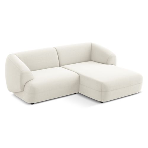 Canapé D'angle 2,5 Places Modulaire Droit Moana En Velours Beige Clair