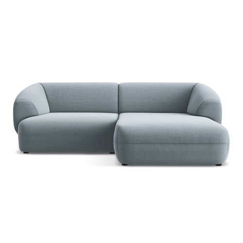Canapé D'angle 2,5 Places Modulaire Droit Moana En Velours Bleu Clair