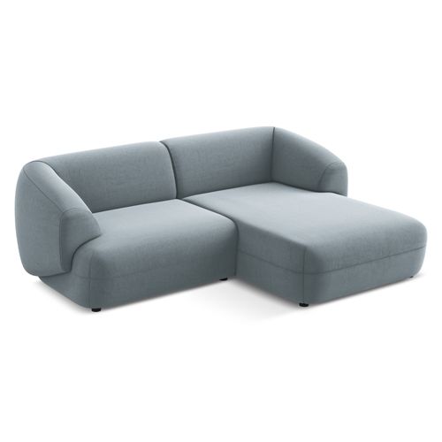Canapé D'angle 2,5 Places Modulaire Droit Moana En Velours Bleu Clair
