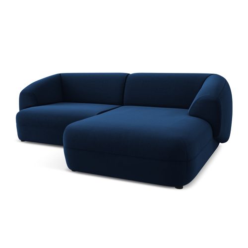Canapé D'angle 2,5 Places Modulaire Droit Moana En Velours Bleu Royal