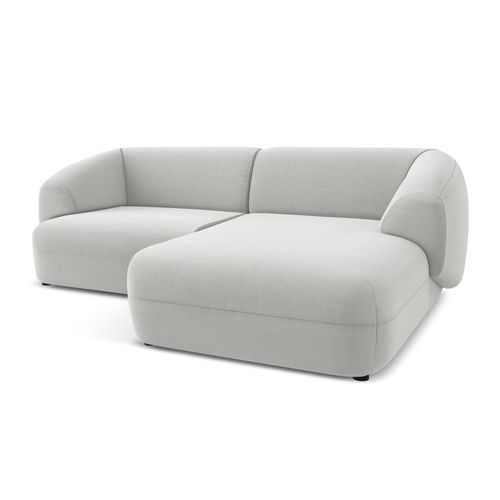 Canapé D'angle 2,5 Places Modulaire Droit Moana En Velours Argent