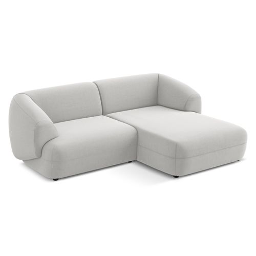 Canapé D'angle 2,5 Places Modulaire Droit Moana En Velours Argent