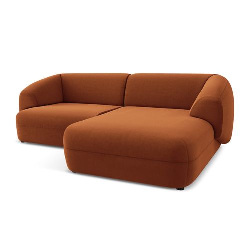 Canapé D'angle 2,5 Places Modulaire Droit Moana En Velours Terre Cuite