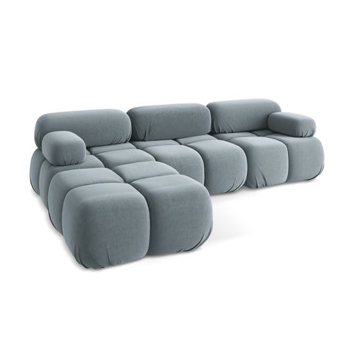 Canapé D'angle Modulaire Reversible Lokua En Samt Bleu Clair