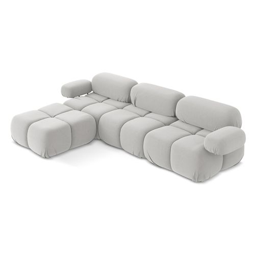 Canapé D'angle Modulaire Reversible Lokua En Samt Argent