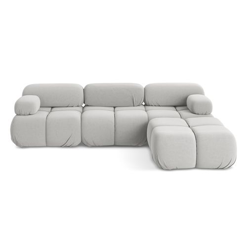 Canapé D'angle Modulaire Reversible Lokua En Samt Argent