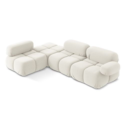 Canapé D'angle Modulaire Gauche Lokua En Samt Beige Clair
