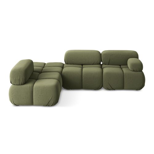 Canapé D'angle Modulaire Gauche Lokua En Samt Olive