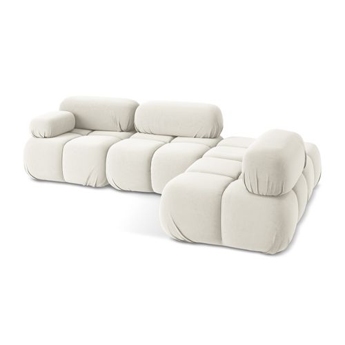 Canapé D'angle Modulaire Droit Lokua En Samt Beige Clair