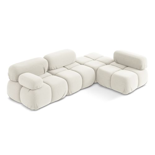 Canapé D'angle Modulaire Droit Lokua En Samt Beige Clair