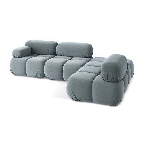 Canapé D'angle Modulaire Droit Lokua En Samt Bleu Clair