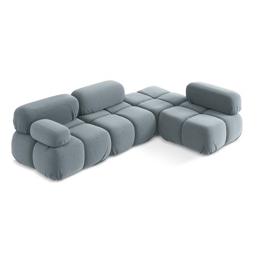 Canapé D'angle Modulaire Droit Lokua En Samt Bleu Clair