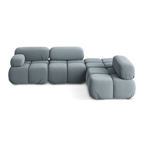 Canapé D'angle Modulaire Droit Lokua En Samt Bleu Clair