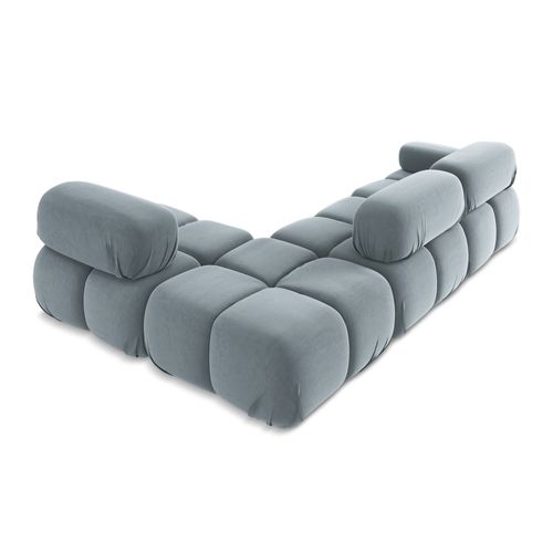 Canapé D'angle Modulaire Droit Lokua En Samt Bleu Clair