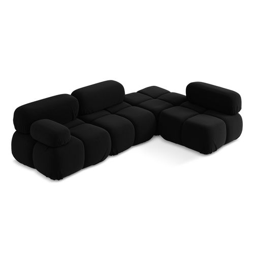 Canapé D'angle Modulaire Droit Lokua En Samt Noir