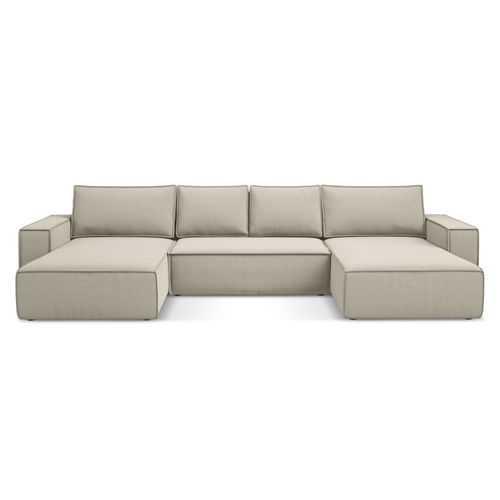 Canapé D'angle Panoramique Convertible Kimo En Velours Perle