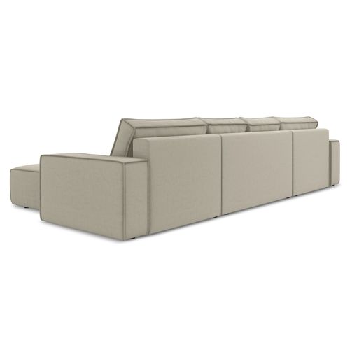 Canapé D'angle Panoramique Convertible Kimo En Velours Perle