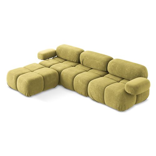 Canapé D'angle Modulaire Reversible Lokua En Chenille Vert Citron