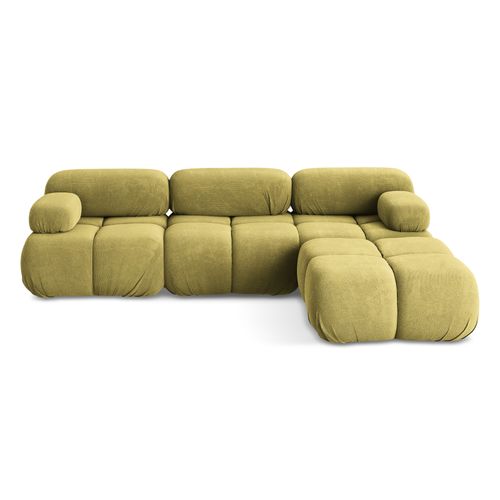 Canapé D'angle Modulaire Reversible Lokua En Chenille Vert Citron