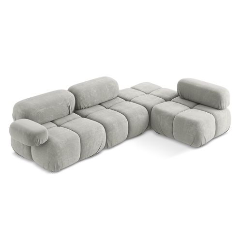 Canapé D'angle Modulaire Droit Lokua En Chenille Gris Clair