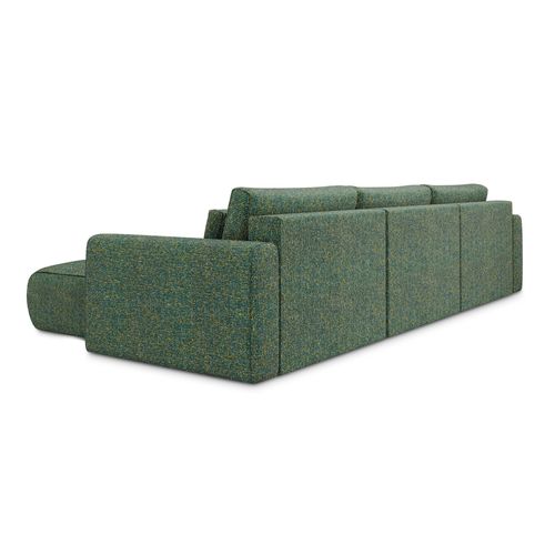 Canapé D'angle Panoramique Convertible Kapua En Tissu Texturé Vert