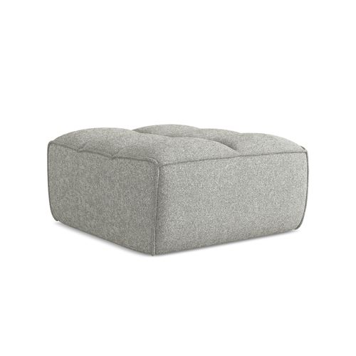 Pouf Kalai En Tissu Texturé Gris Clair
