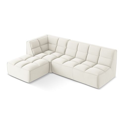 Canapé D'angle 4 Places Modulaire Droit Kalai En Velours Beige Clair