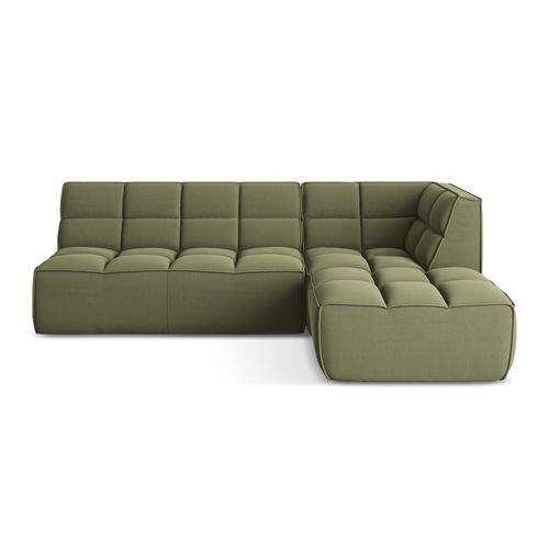 Canapé D'angle 4 Places Modulaire Droit Kalai En Velours Olive