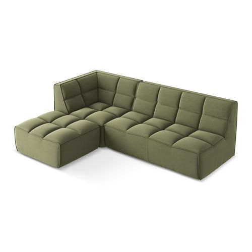 Canapé D'angle 4 Places Modulaire Droit Kalai En Velours Olive