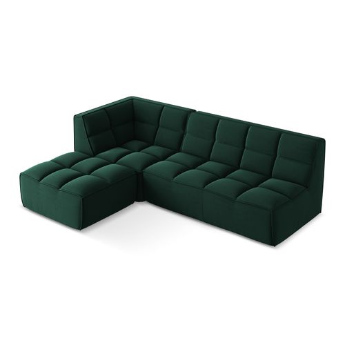 Canapé D'angle 4 Places Modulaire Droit Kalai En Velours Bouteille Verte