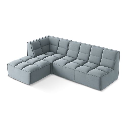 Canapé D'angle 4 Places Modulaire Droit Kalai En Velours Bleu Clair