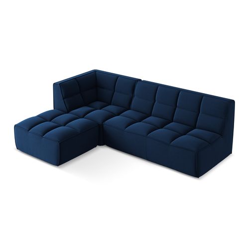 Canapé D'angle 4 Places Modulaire Droit Kalai En Velours Bleu Royal