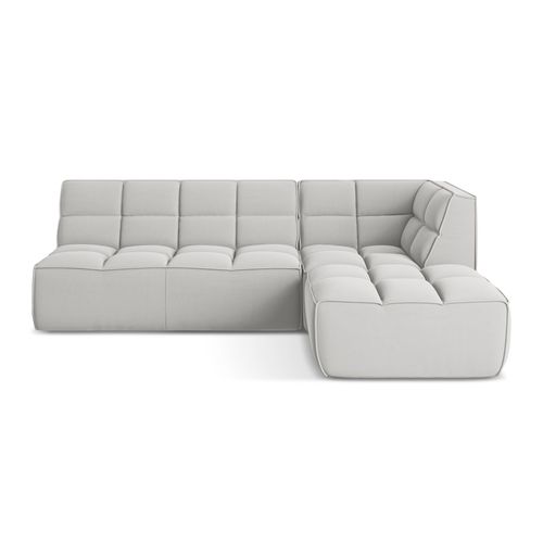 Canapé D'angle 4 Places Modulaire Droit Kalai En Velours Argent