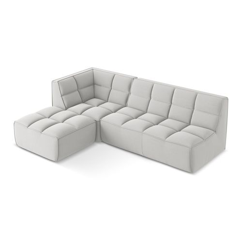 Canapé D'angle 4 Places Modulaire Droit Kalai En Velours Argent