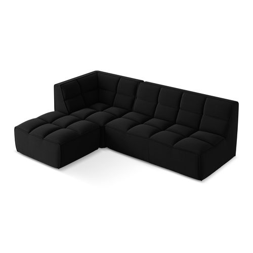 Canapé D'angle 4 Places Modulaire Droit Kalai En Velours Noir