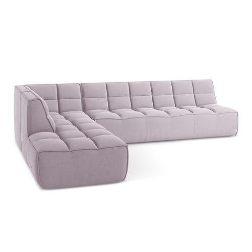 Canapé D'angle 5 Places Modulaire Droit Kalai En Velours Lavande
