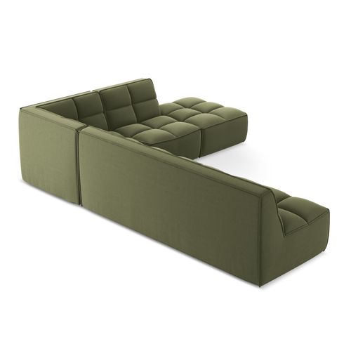 Canapé D'angle 5 Places Modulaire Droit Kalai En Velours Olive