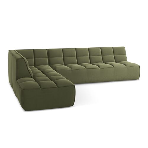 Canapé D'angle 5 Places Modulaire Droit Kalai En Velours Olive