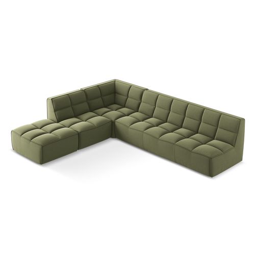 Canapé D'angle 5 Places Modulaire Droit Kalai En Velours Olive