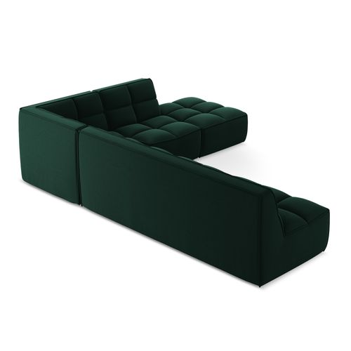Canapé D'angle 5 Places Modulaire Droit Kalai En Velours Bouteille Verte