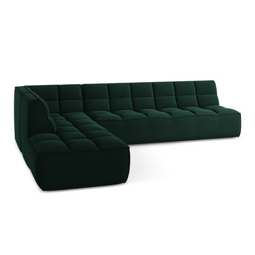 Canapé D'angle 5 Places Modulaire Droit Kalai En Velours Bouteille Verte